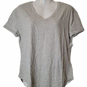 Daily Ritual Womens Grey V Neck T Shirt Size M